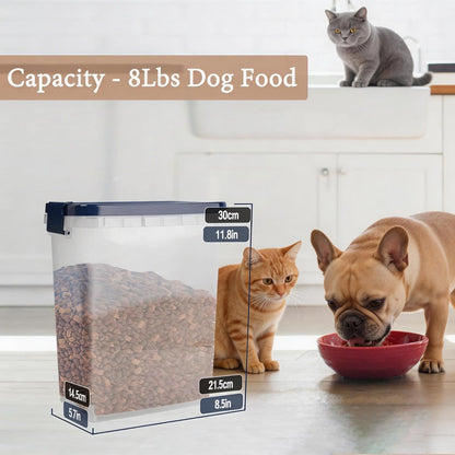 5-10 Lbs Cat Food Storage Container with Scoop - Airtight Dog Food Container - Buckle-Lock Pet Food Container for Dog, Cat, Bird Seed, Chicken, Dry Food Storage Bin Container for Rice, Cereal, Flour