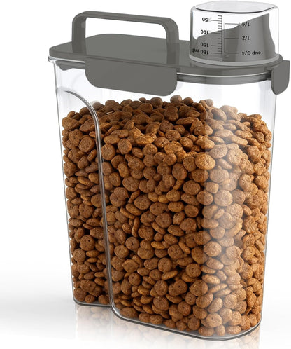 Uppetly Dog Cat Food Storage Container, 5-7Lbs Pet Food Containers, Airtight Cat Food Container with Portable Handle & Measuring Cup, Small Animal Dry Food Dispenser for Dogs, Cats and Birds