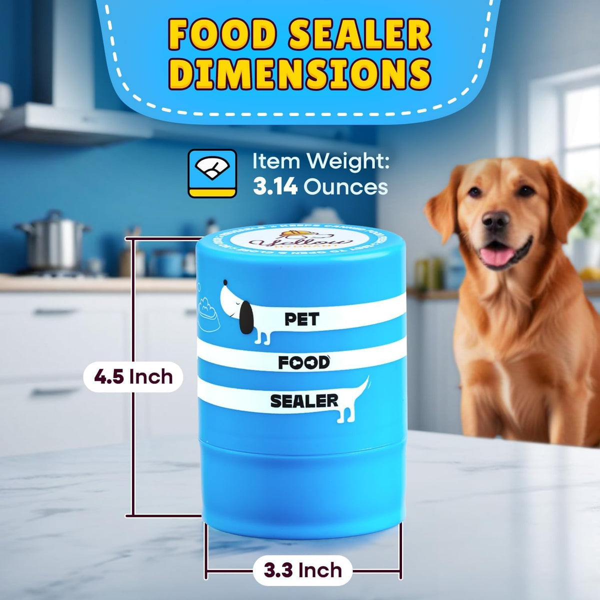 The Original Canned Dog Food Storage Container Patent Pending Reusable Airtight Can Cover Pet Food Sealer - Keeps Dog Food Can Fresh in the Fridge, Eliminates Odor, Easy to Use
