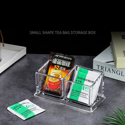 Clear Acrylic Two Lattices Tea Bags Holder Coffee Sugar Bag Case Guest Room Storage Boxes YTBH-001