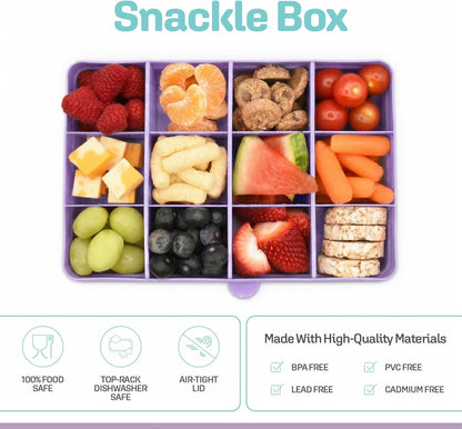 melii Snackle Box |12-Compartment Snack Container with Removable Dividers, BPA-Free Food Storage for Travel, School & On-the-Go Snacks, Kids & Family Organizer (Grey)