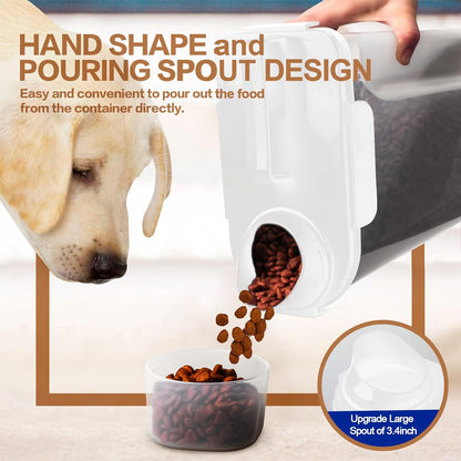 TIOVERY Upgraded Dog Food Storage Container Small, Cat Food Container Airtight, Pet Food Container Dispenser with Pour Spout, Measuring Cup and 4 Seal Buckles for Dogs, Cats, Birds (Grey)