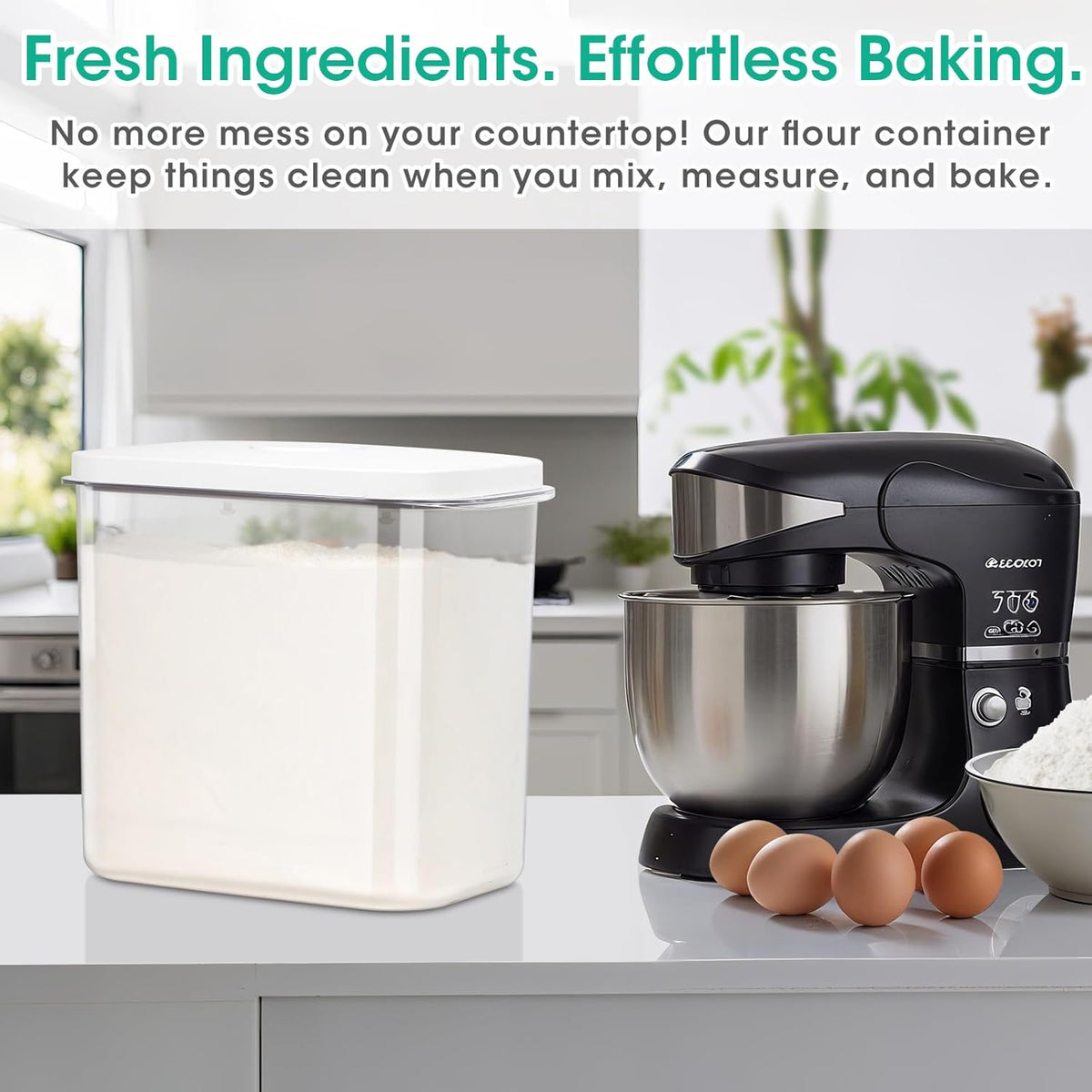 TBMax Rice Flour Storage Container with Automatic Flip-up Lid 25 Lbs | 12.68 Qt, Tall and Narrow Food Storage Flour Bin for Kitchen Pantry Organization, Pet Dog Cat Food Storage Container