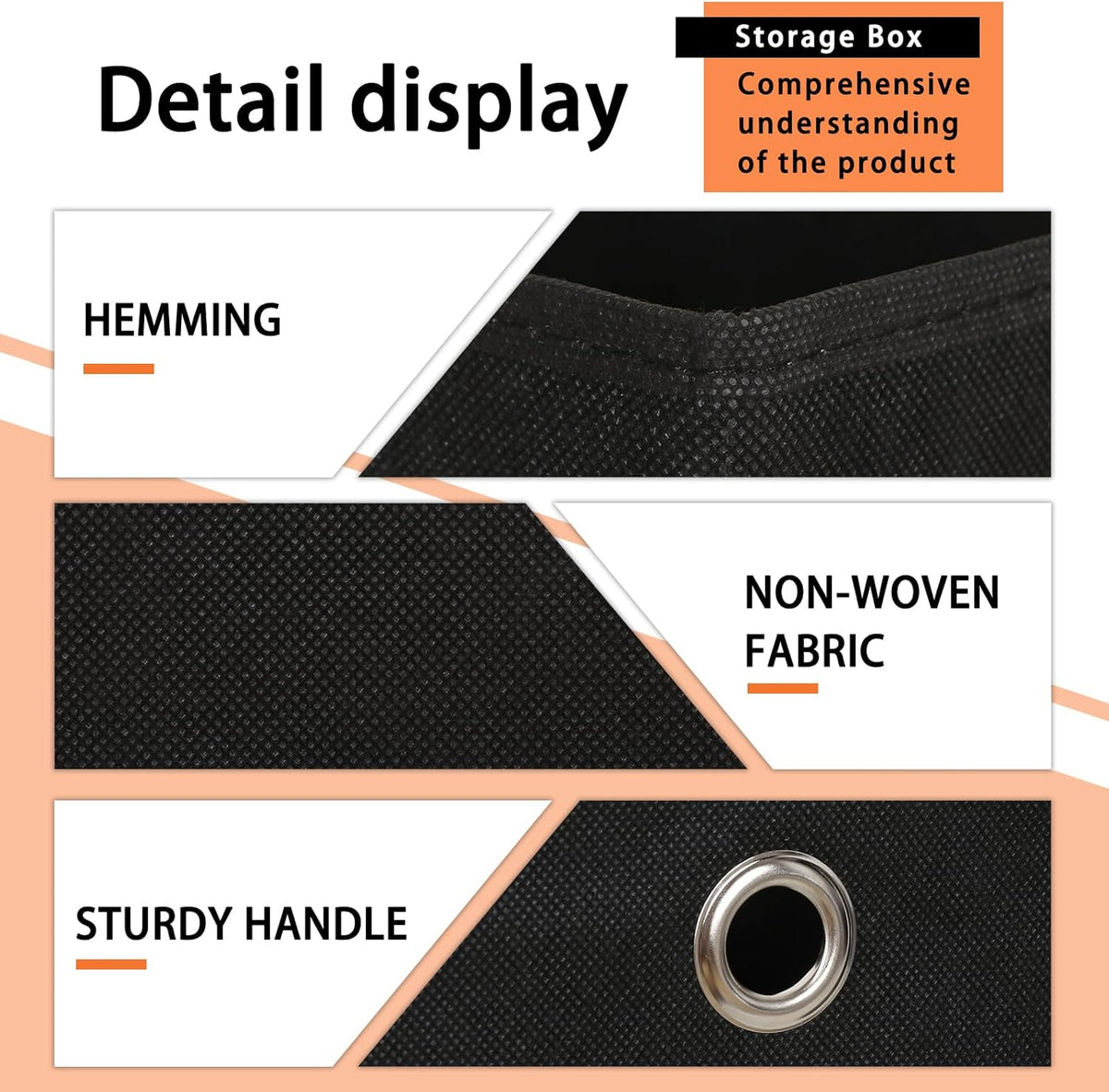 Black Foldable Storage Cubes Bins ,11 Inch Cloth Storage Cube Fabric Storage Box Cubes Organizer Baskets with Handles for Home Organizer Set of 3 (Black)