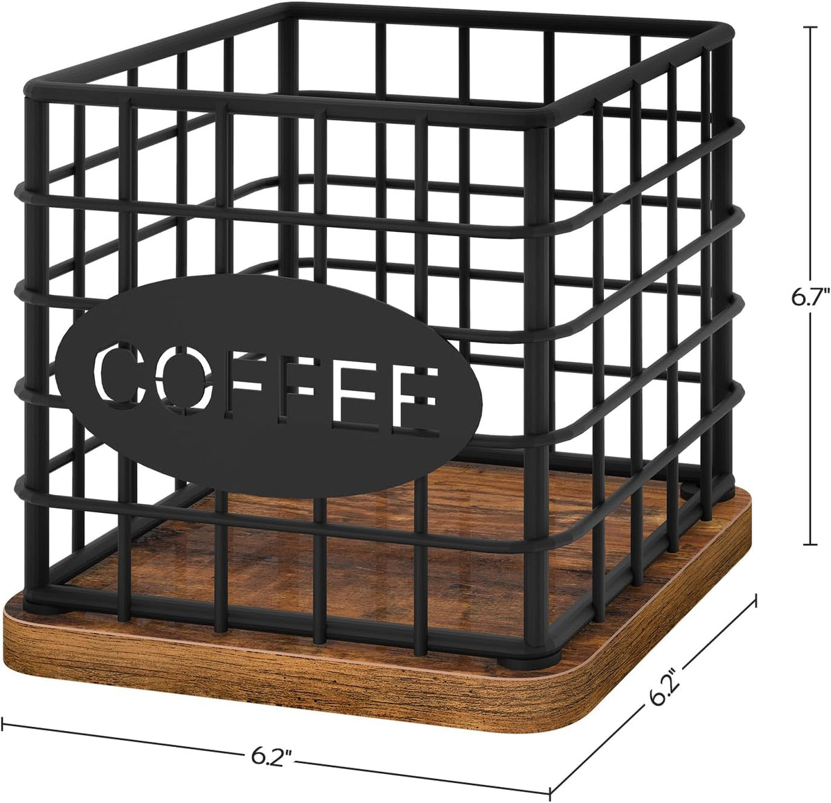 YATINEY Coffee Pod Holder for K Cup, Large Capacity Coffee Pod Organizer, Versatile Coffee Capsule Storage Basket with Wooden Base, White KH10WN