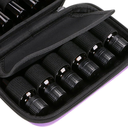 Hipiwe Hard Shell Essential Oil Carrying Case Holds 12 Bottles (Can hold 5ml, 10ml, &10ml Rollers) Travel Size Essential Oils Bag Organizer Perfect for Essential Oils Bottle (Purple)