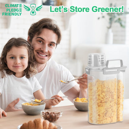 TBMax Rice Container Cereal Storage Container 2 Pack 5 Lbs, Kitchen Pantry Dry Food Storage Holder with Easy-Pouring Spout & Handy Cup, Small Pet Dog Cat Food Dispenser for Daily Feeding -Grey