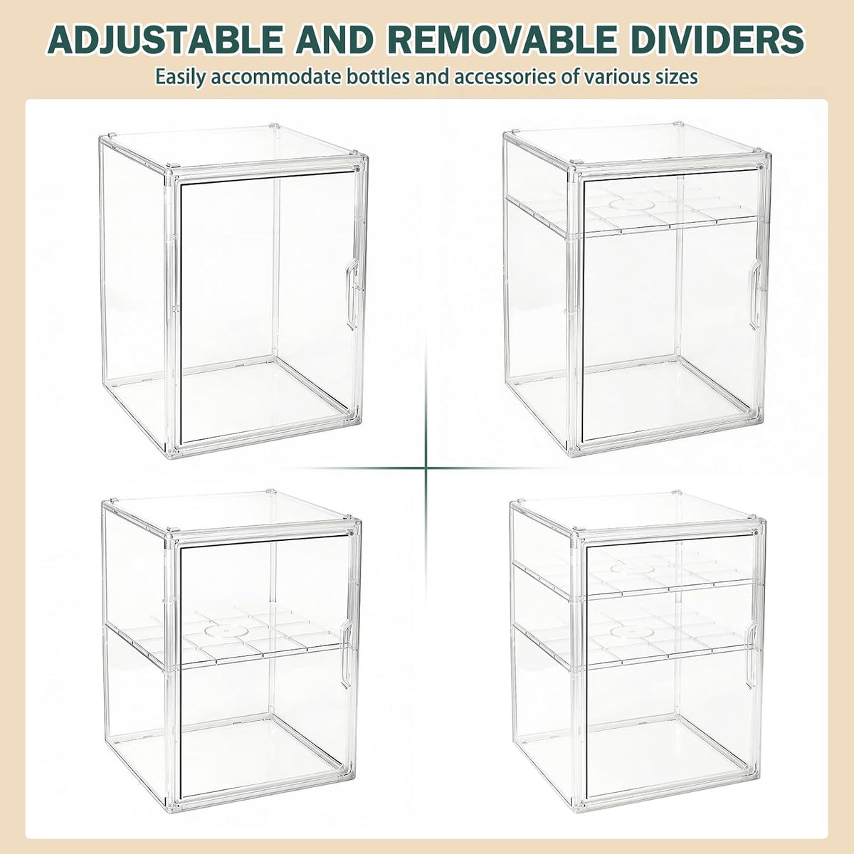 Baby Bottle Organizer, 3-Tier Bottle Storage for Countertop with Double Magnetic Doors, Clear Plastic Bottle Station Organizer Mom Gifts with 2 Dividers for Kitchen, Bathroom, Cabinet, Vanity