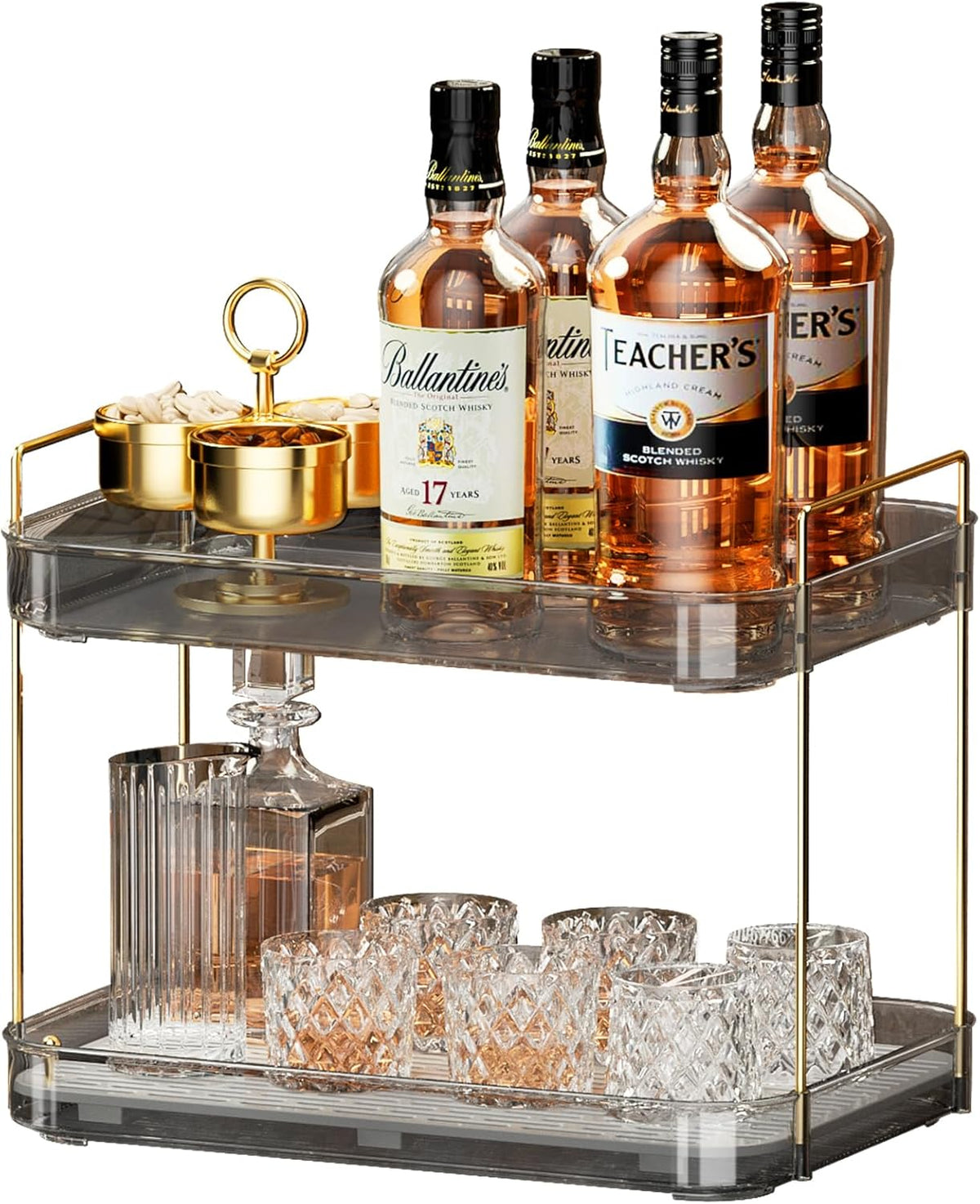 Seoneiro Whiskey Tray, Glass Cup Rack, Mug Holder, Coffee Cup Organizer, Bathroom Countertop Organizer with Drain Board Wine Glass Decorative, Food Tray, Kitchen Spice Rack