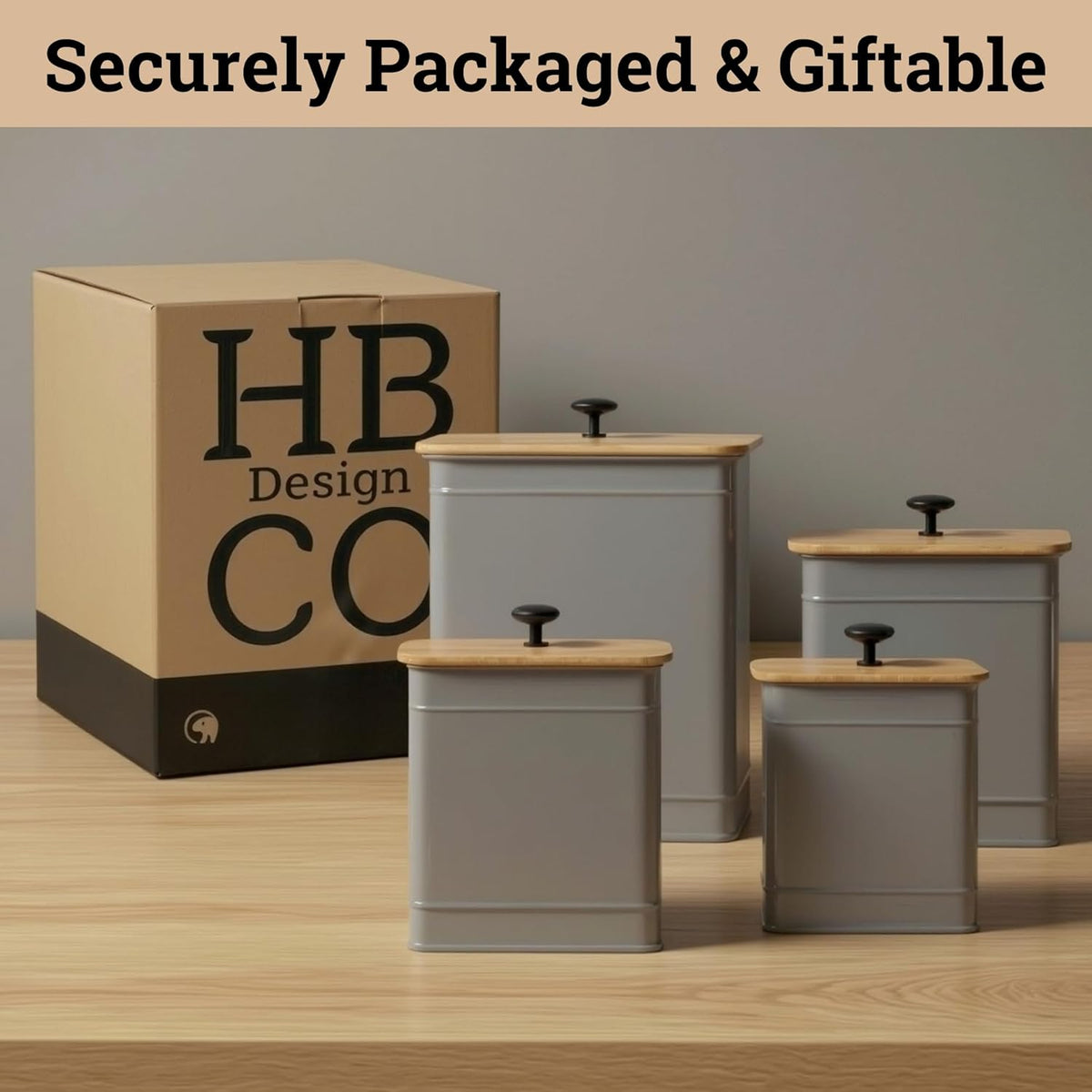 Kitchen Canisters for Countertop Set of 4 with Customizable Chalkboard Labels & Marker Pen - Big Iron Kitchen Canisters with Airtight Lids - Black Canister Set - Flour and Sugar Containers Farmhouse