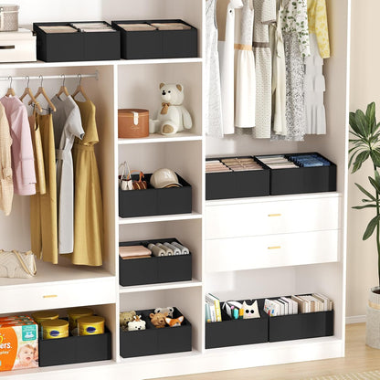 DIMJ Closet Storage Bins - Fabric Storage Baskets for Shelves, Collapsible Closet Organizers and Storage with Handles, Trapezoid Shelf Organization Storage Cubes for Purse, Toys, Books, Towel, Socks