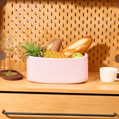 MiniArk Small Storage Baskets for Organizing | Closet Organizer Bins | Shelf Toy Basket | Woven Rope Baskets | Cube Decorative Box | Shallow Basket | L11.5xW7.5xH4.7| Brown