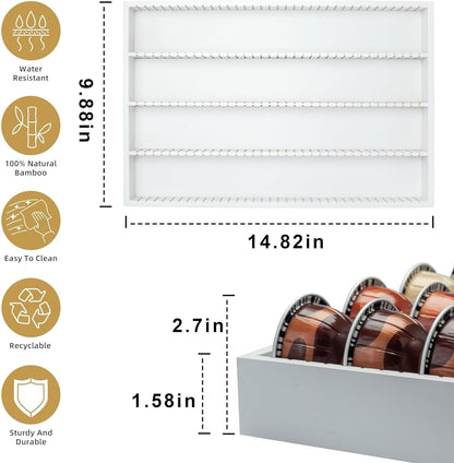 MinBoo Bamboo Coffee Pod Storage Holder Drawer Insert for Counter Compatible Nespresso Vertuo Vertuoline Capsules for Kitchen, Home, Office, Coffee Station