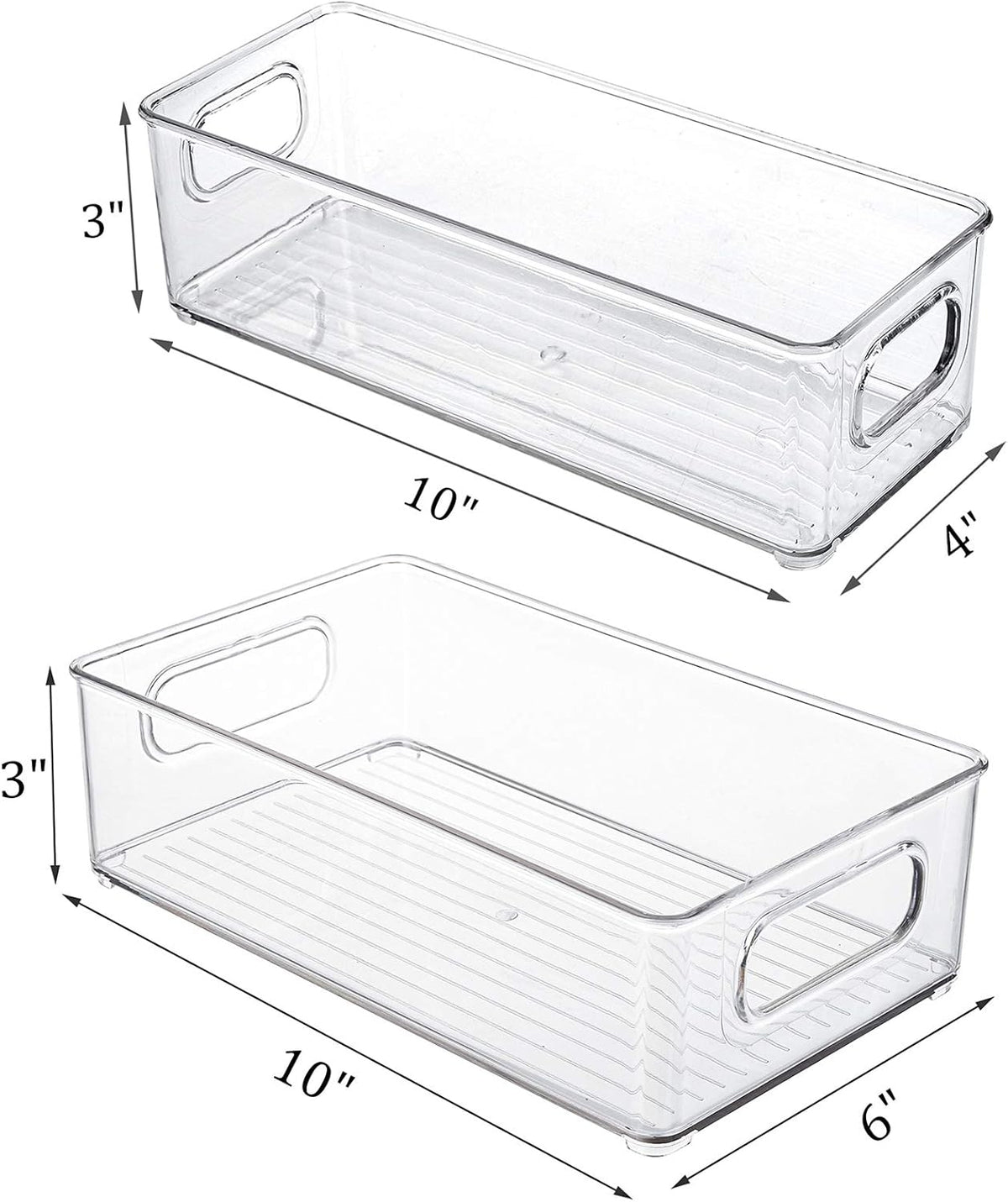 Kingrol 8 Pack Plastic Storage Bins for Freezer, Pantry, Countertop, Cabinet Organization, Stackable Food Storage Organizer with Handles, BPA Free, 10 x 6 x 3 Inch, 10 x 4 x 3 Inch
