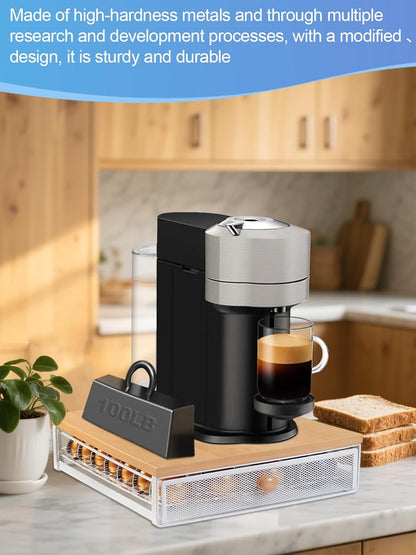 Sedegn Coffee Pod Holder Counter Coffee Vertuo Capsules Storage Organizer with Sliding Drawer Compatible For 35 K-Cup Pods No Assembly Needed Rustic Brown