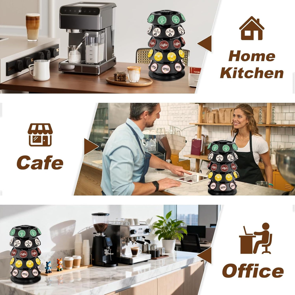 K Cup Holder, Coffee Pod Storage Carousel Holder Organizer Compatible with 40 Keurig K-Cup Pods, Home or Office Kitchen Counter Organizer