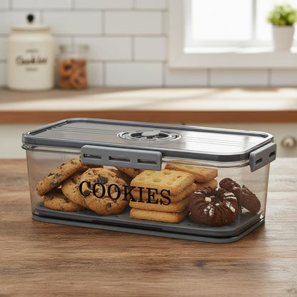 Cookie Jar with Airtight Lid,Bread Box for Kitchen Countertop,Time Recording Bread Storage Container, BPA-Free Plastic Containers for Cookies, Homemade Bread, Toast, Bagel, Donut