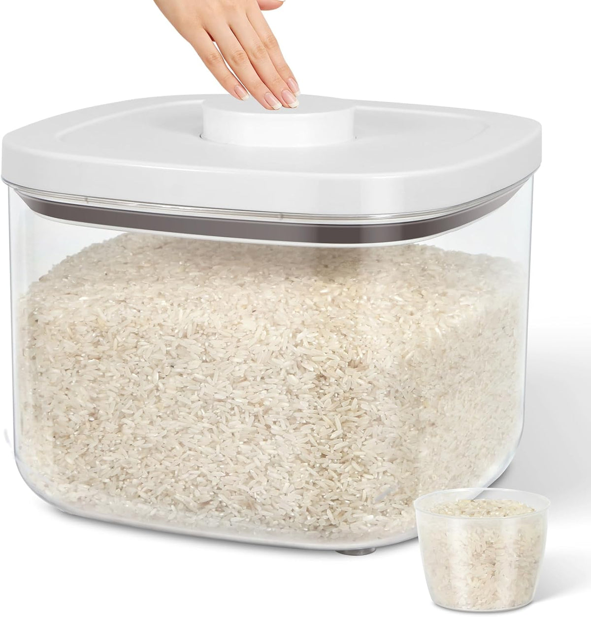 TBMax Rice Flour Storage Container with Automatic Flip-up Lid 25 Lbs | 12.68 Qt, Tall and Narrow Food Storage Flour Bin for Kitchen Pantry Organization, Pet Dog Cat Food Storage Container