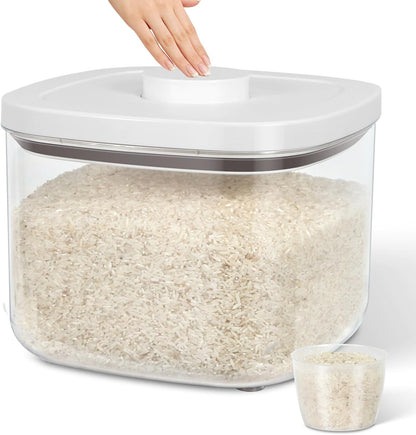 TBMax Rice Flour Storage Container with Automatic Flip-up Lid 25 Lbs | 12.68 Qt, Tall and Narrow Food Storage Flour Bin for Kitchen Pantry Organization, Pet Dog Cat Food Storage Container