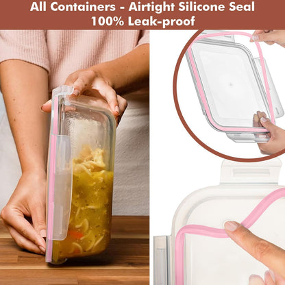 8 Cups/ 63 Oz 4 Piece (2 containers + 2 Lids) Large Glass Food Storage/ Baking Containers with Locking Lids . Ideal for Storing food, vegetables or fruits. BPA Free & Leak Proof -Microwave, Oven Safe