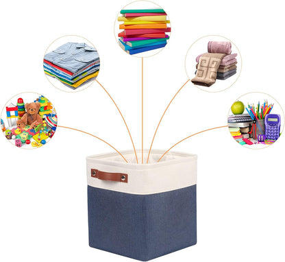 Univivi 4PC Small Fabric Storage Bins,15x6x5 inch Long Narrow Storage Baskets with PU Handles for Closet,Cabinet,Countertop Organizing Small Items (Gray,15x6x5 inch)