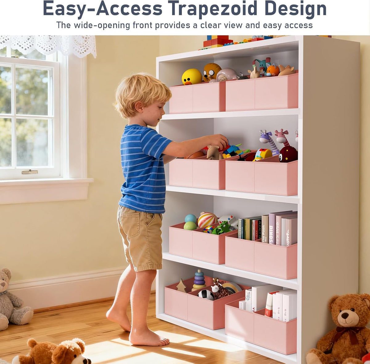 DIMJ Closet Storage Bins - Fabric Storage Baskets for Shelves, Collapsible Closet Organizers and Storage with Handles, Trapezoid Shelf Organization Storage Cubes for Purse, Toys, Books, Towel, Socks