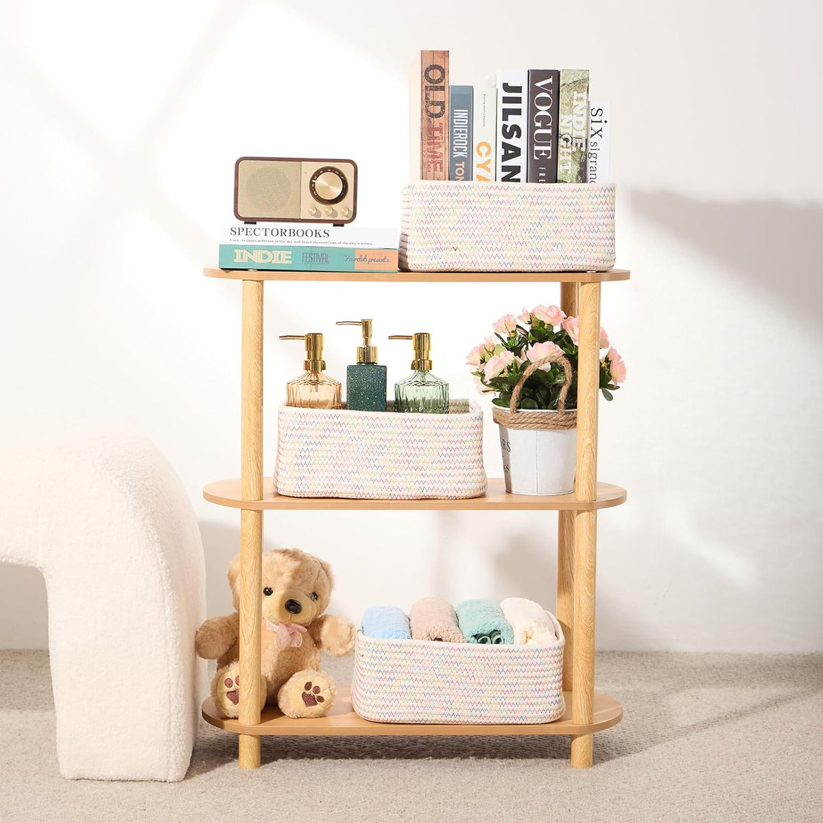 MiniArk Small Storage Baskets for Organizing | Closet Organizer Bins | Shelf Toy Basket | Woven Rope Baskets | Cube Decorative Box | Shallow Basket | L11.5xW7.5xH4.7| Brown