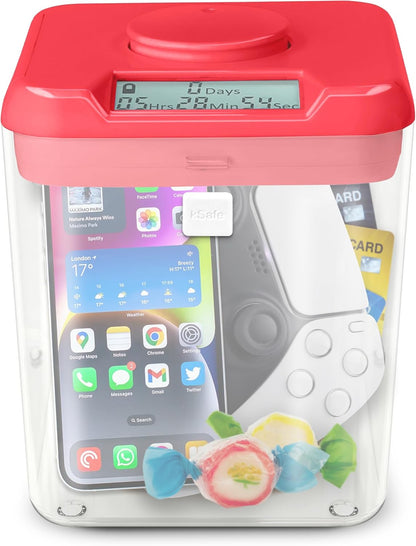 Kitchen Safe Time Locking Container, Phone Jail, Medication Lock Box, Break Bad Habits, Quit Smoking, Stop Snacking, Gaming Addiction, Family Time (XL, White Lid + 12.3” White Base)