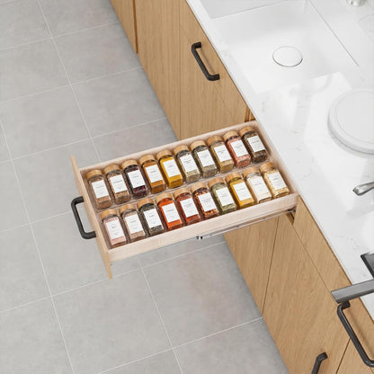 LETGO 8 Pack Adjustable Spice Rack for Drawer- Expandable From 11" to 22" Expandable Spice Drawer Organizer 4 Tiers Acrylic Seasoning Organizer Rack,Clear Spice Rack Tray for Spices,Condiment (8)