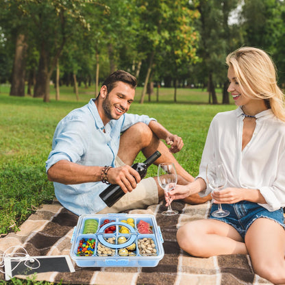 Divided Serving Tray with Lid and Handle,8 Compartments Snacks Box,Snack Fruit Tray,Veggie Tray,Portable Platter for Candy Fruits Nuts Snack Party Entertaining Picnic