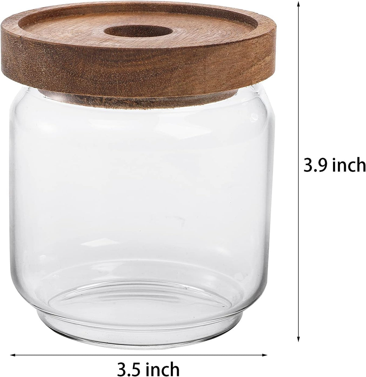 Bekith 4 Pack 15 FL OZ (450ml) Glass Food Storage Jar with Acacia Lids, Airtight Sealed Clear Glass Canisters, Kitchen Food Storage Container for Serving Tea, Coffee Beans, Nuts, Spice, Sugar