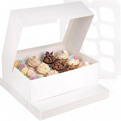 VGOODALL 12 Count Cupcake Boxes, 6PCS Cupcake Container with Window Boxes Holding 72 Pastry Box for Birthday Holiday Party Bakery Supplies 13.2"x9.8"x4"