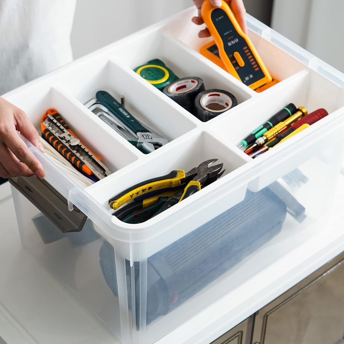 Citylife 17 QT Plastic Storage Box with Removable Tray Craft Organizers and Storage Clear Storage Container for Organizing Bead, Tool, Sewing, Playdoh