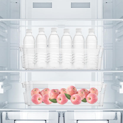 YOUNTHYE 6PCS 15inch Fridge Organizer Bins Breastmilk Freezer Storage Organizer Narrow Freezer Organizers Bins Long Clear Plastic Storage Bin for Pantry Plastic Storage Bin for Breast Milks, Freezer