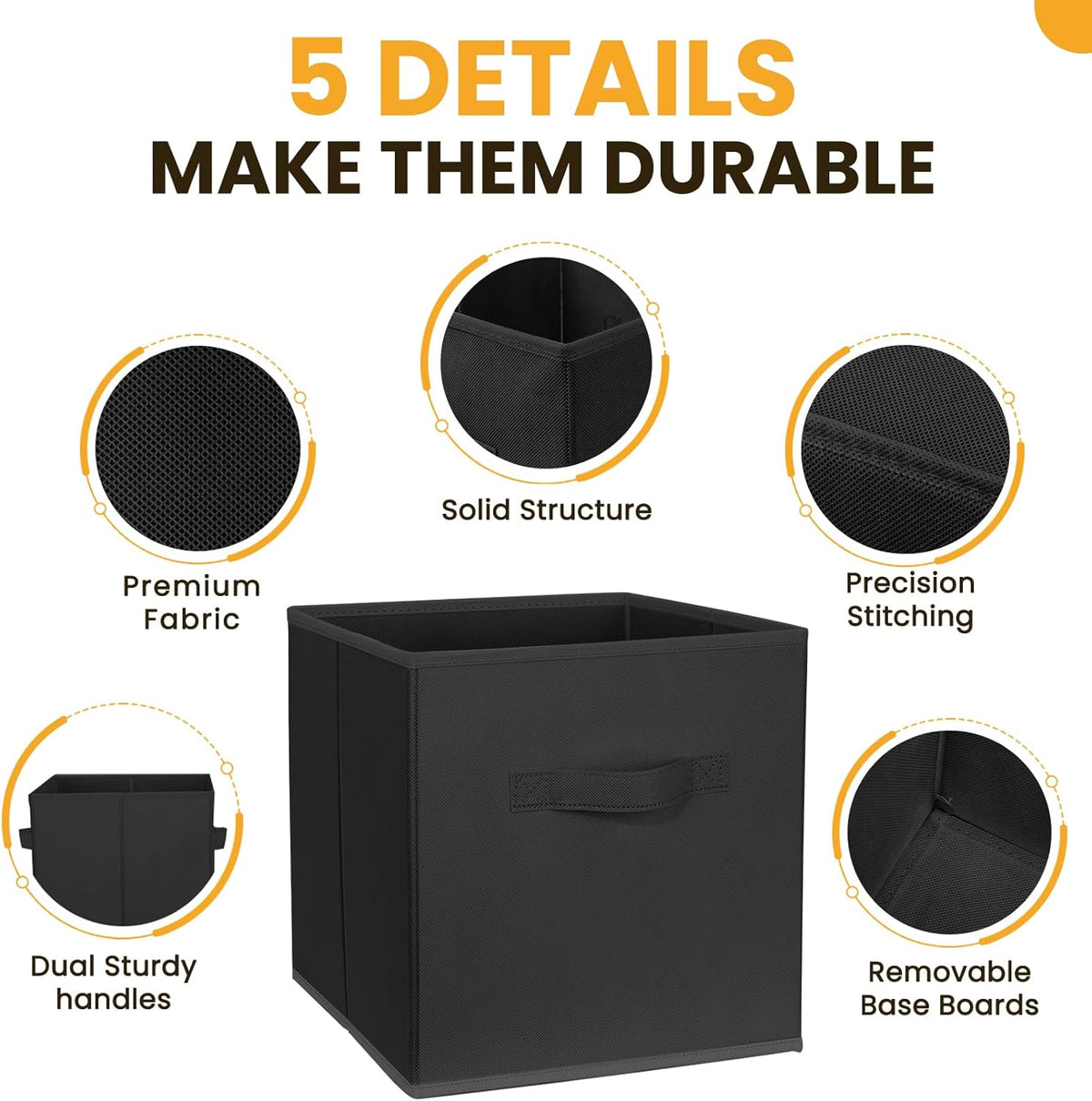 Criusia Large Storage Cubes, 13x13 Cube Storage Bins (Set of 10), Fabric Collapsible Storage Bins with Dual Handles, Foldable Cube Baskets for Shelf, Closet Organizers and Storage Box (Grey)