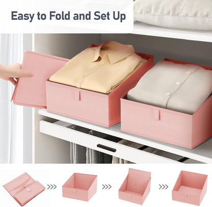 DIMJ Closet Storage Bins - Fabric Storage Baskets for Shelves, Collapsible Closet Organizers and Storage with Handles, Trapezoid Shelf Organization Storage Cubes for Purse, Toys, Books, Towel, Socks