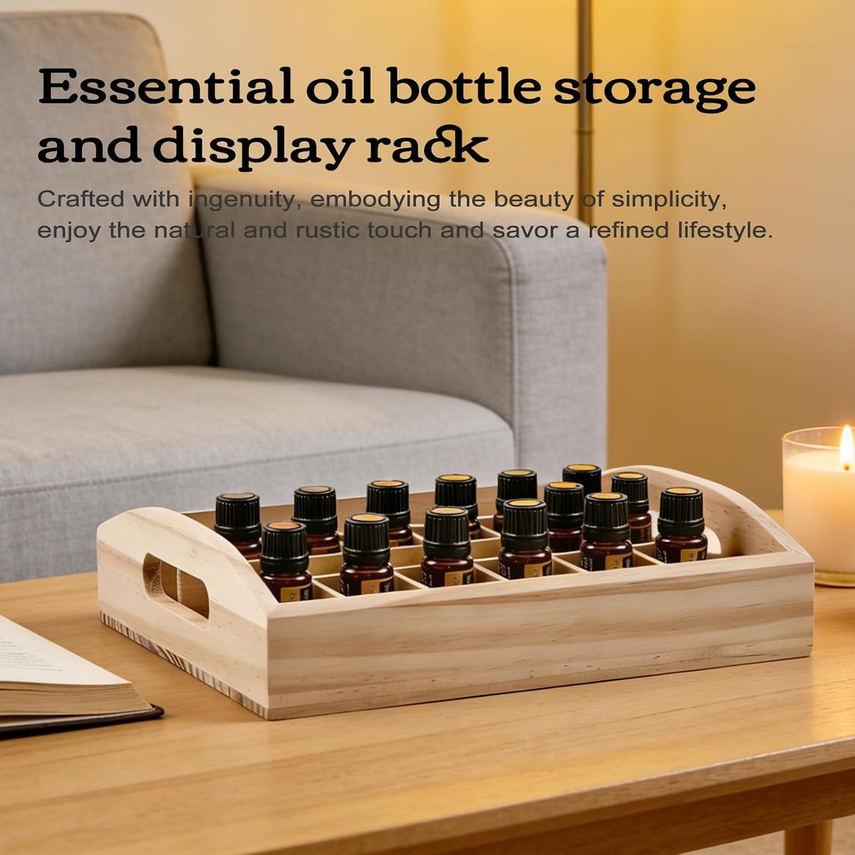 VolksRose 30-Slot Wooden Storage Box - Fits 5-15 ml Bottles, Travel & Presentation Storage, Nail Polish & Perfume Collection