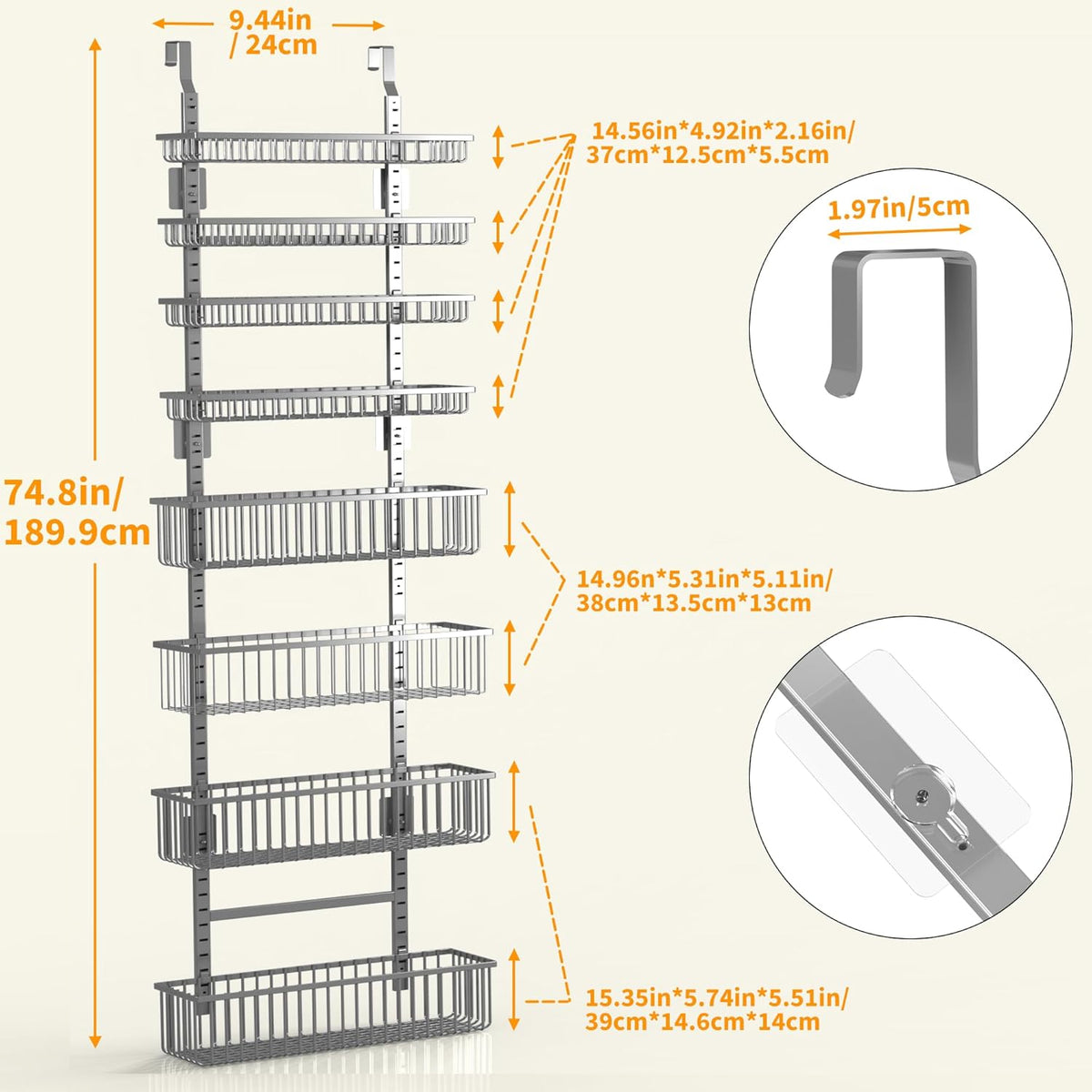 Moforoco White Over The Door Pantry Organizer, Pantry Organization and Storage, Metal Hanging Spice Rack Shelves Door, Seasoning Shelves, Laundry Room Organization, House and Kitchen Essentials