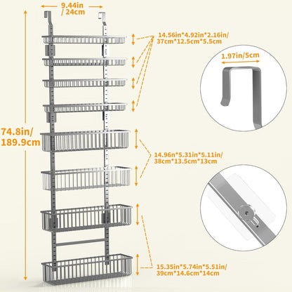 Moforoco White Over The Door Pantry Organizer, Pantry Organization and Storage, Metal Hanging Spice Rack Shelves Door, Seasoning Shelves, Laundry Room Organization, House and Kitchen Essentials