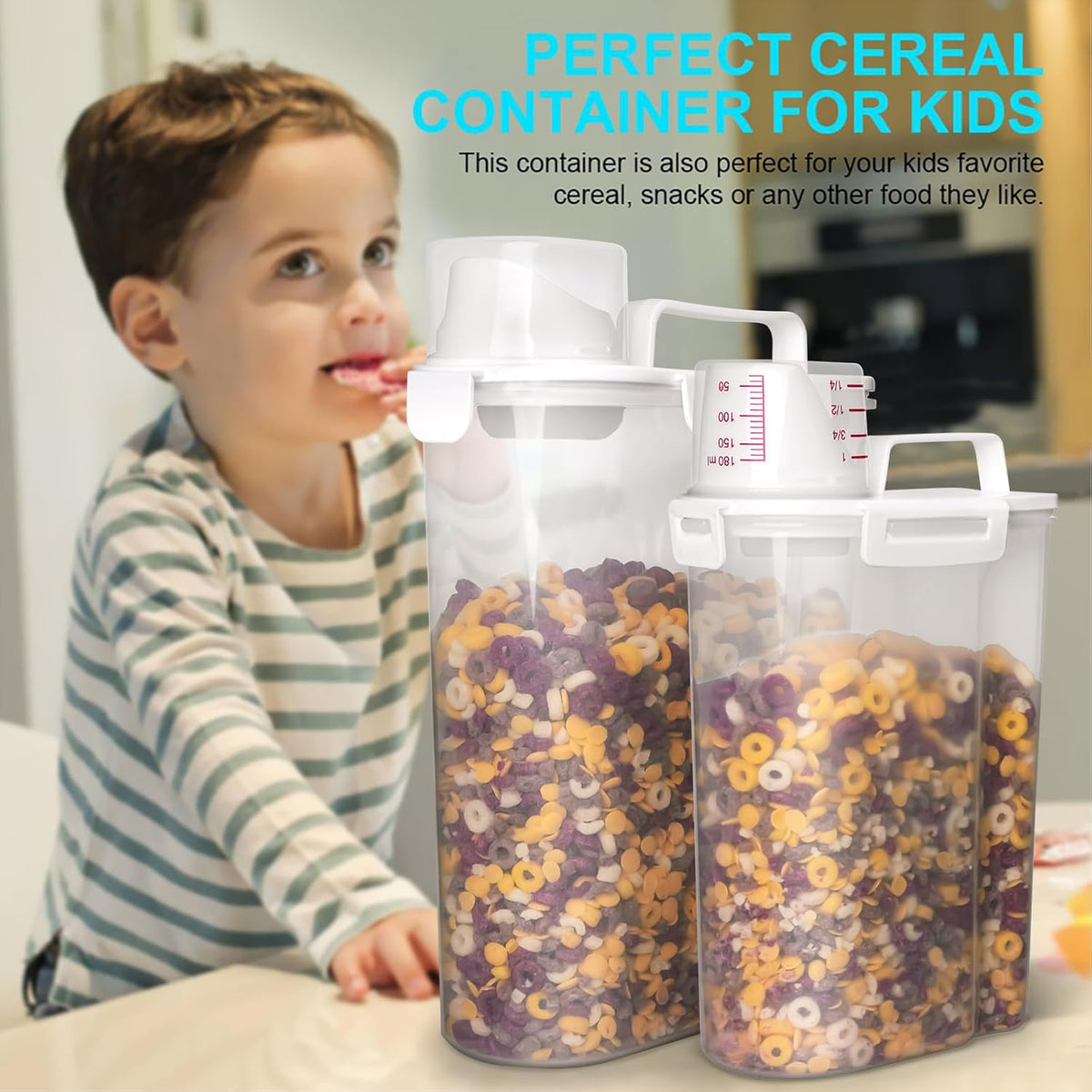 Uppetly Rice Airtight Dry Food Storage Containers, BPA Free Plastic Storage Bin Dispenser with Pourable Spout, Measuring cup for Cereal, Flour and Baking Supplies, Include a Stainless Steel Whisk