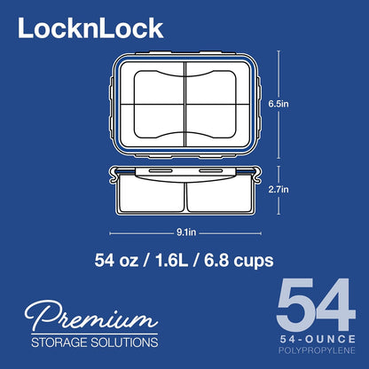 LOCK & LOCK Easy Essentials Pantry Food storage containers with lids / Pantry storage / Airtight containers, BPA free - Square - 11 cup - Great for Sugar, Clear