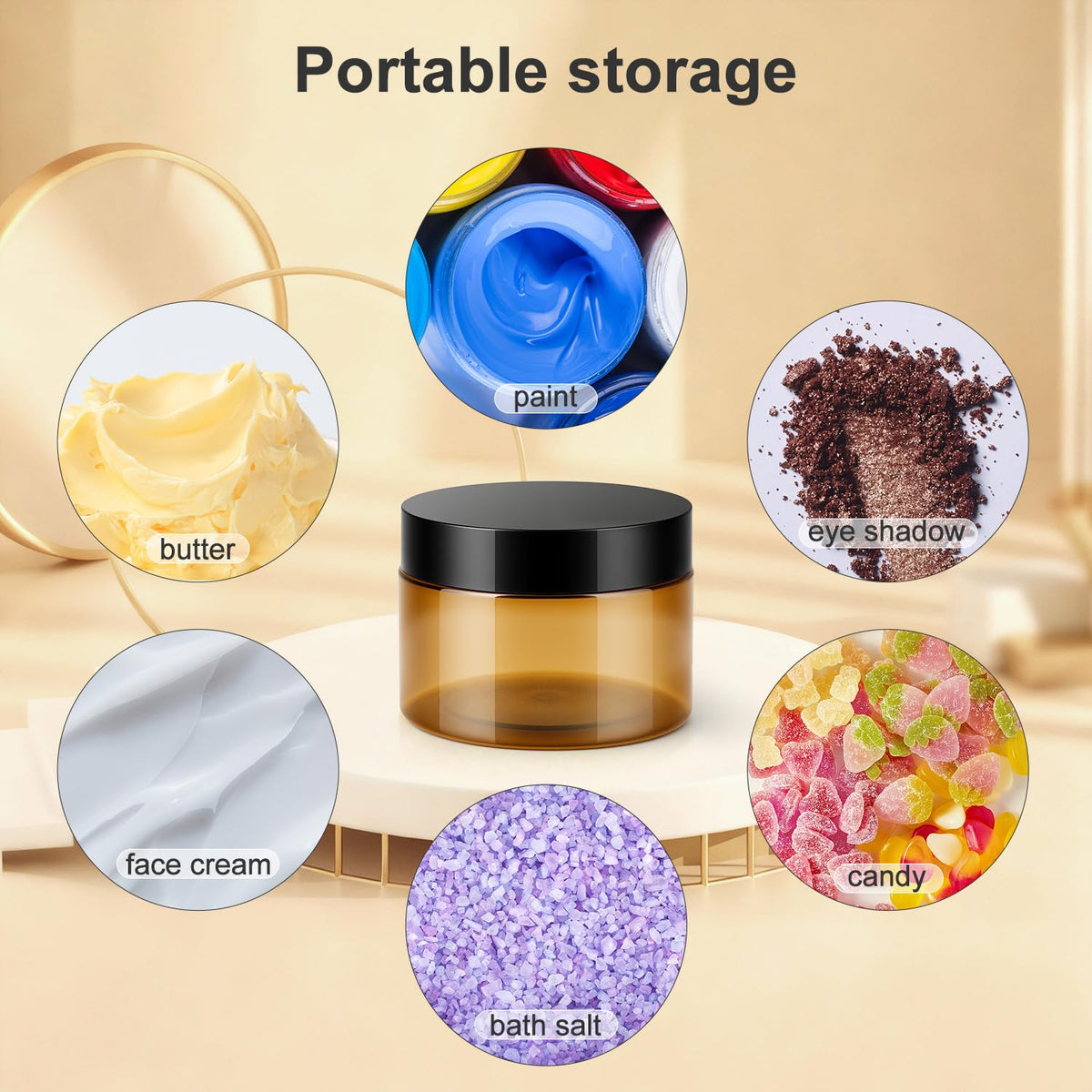 Loretoy 36 Pack 2 OZ Plastic Jars with Lids, BPA Free, Reusable, Refillable Transparent Cosmetic Containers for Bath Salts, Cosmetics, Powders, Beauty Product and Small Accessories