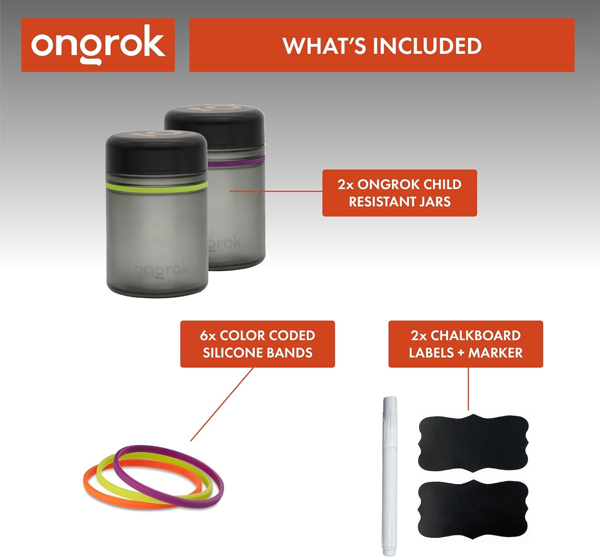 ONGROK Glass Storage Jar, 180ml | UV Herb/Spice Jar with Child‑Resistant Lid, Color‑Coded Glass Containers to Preserve Smell and Aroma