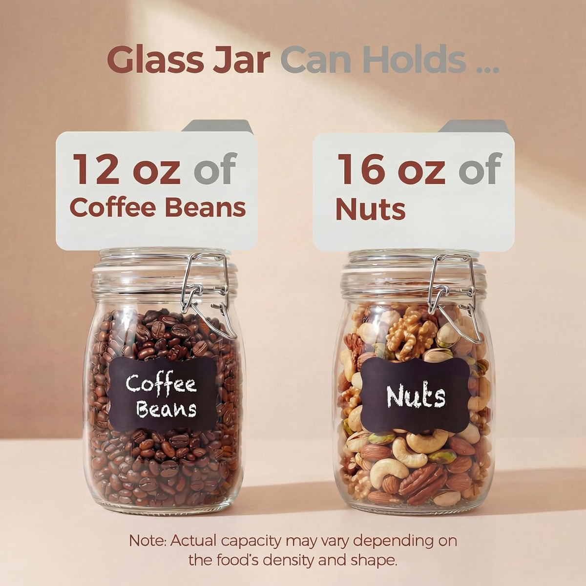 78oz - 3 Pack Square Glass Jars with Airtight Lid, Wide Mouth Mason Jars with Clamp Lids, Air Tight Glass Canisters, Best Food Storage Containers for Flour, Sugar, Cereal, Pasta, Rice, Coffee, Spice