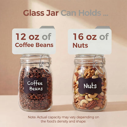78oz - 3 Pack Square Glass Jars with Airtight Lid, Wide Mouth Mason Jars with Clamp Lids, Air Tight Glass Canisters, Best Food Storage Containers for Flour, Sugar, Cereal, Pasta, Rice, Coffee, Spice