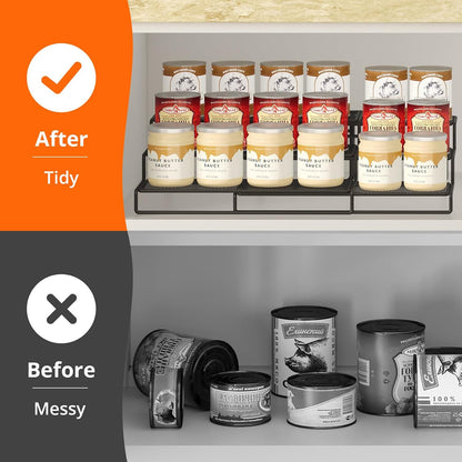 Dmevkic Expandable Can Organizer for Pantry,3-Tier Adjustable Can Organizers and Storage Holds Up to 24 Cans,Can Storage Rack for Pantry,Kitchen,Cabinet