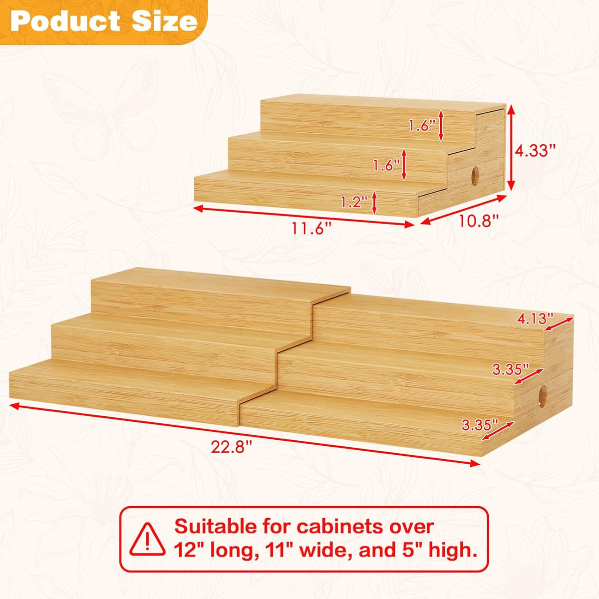 2-Pack Expandable Bamboo Can Rack Organizer for Pantry Display, 3-Tier Adjustable Can Storage Holder, Soda & Canned Food Organizer for Cabinets & Countertops, Holds Up to 48 Cans (Patent Pending)