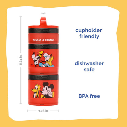 Whiskware Bluey Stackable Snack Containers for Babies, Toddlers, and Kids, 3 Stackable Snack Cups for School and Travel, Cupholder Friendly, Bluey and Bingo! Let’s Do This!