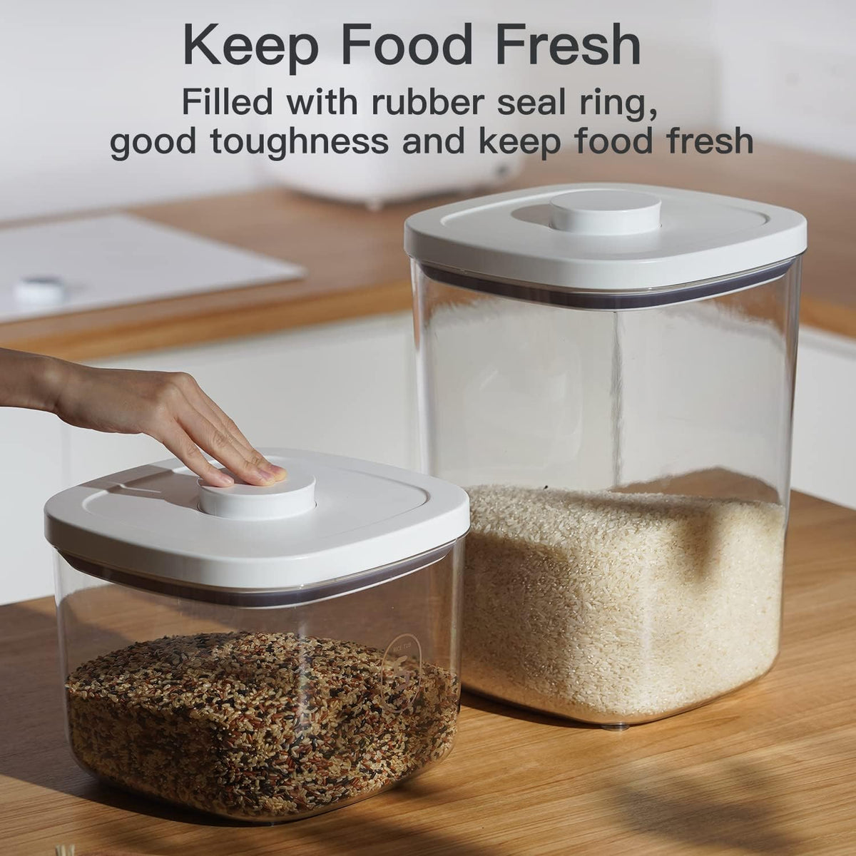 20-25 lbs Rice Dispenser,10.5 Qt/10 L/22-25 lbs Rice Container Storage with Measuring Cup & Brush Food Cereal Container Bins Household for Kitchen Pantry Organization (AY-10KG-WHITE)