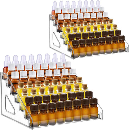 YEXEXINM 2 Pack 7 Tier Essential Oil Organizer,Clear Essential Oil Holder,Essential Oil Storage Shelf,Essential Oil Collection Display Rack Organizer Holds 5ml 10ml 15ml 30ml Essential Oils